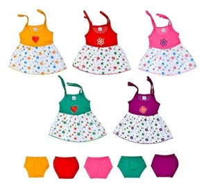 Sathiyas baby Girls Colorful Dresses - Pack of 5 sets (Multi 1 (TB04))