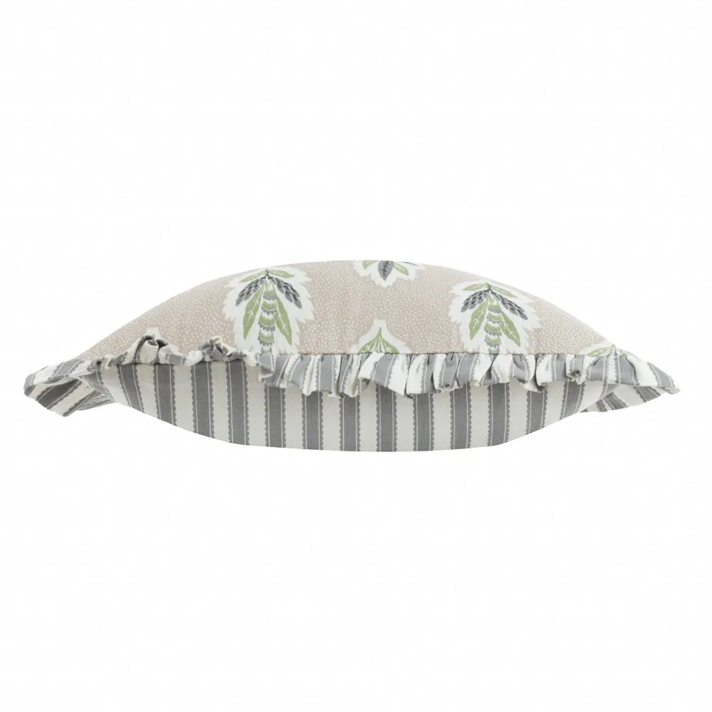 Sessile Leaf Ruffle Cushion Flax