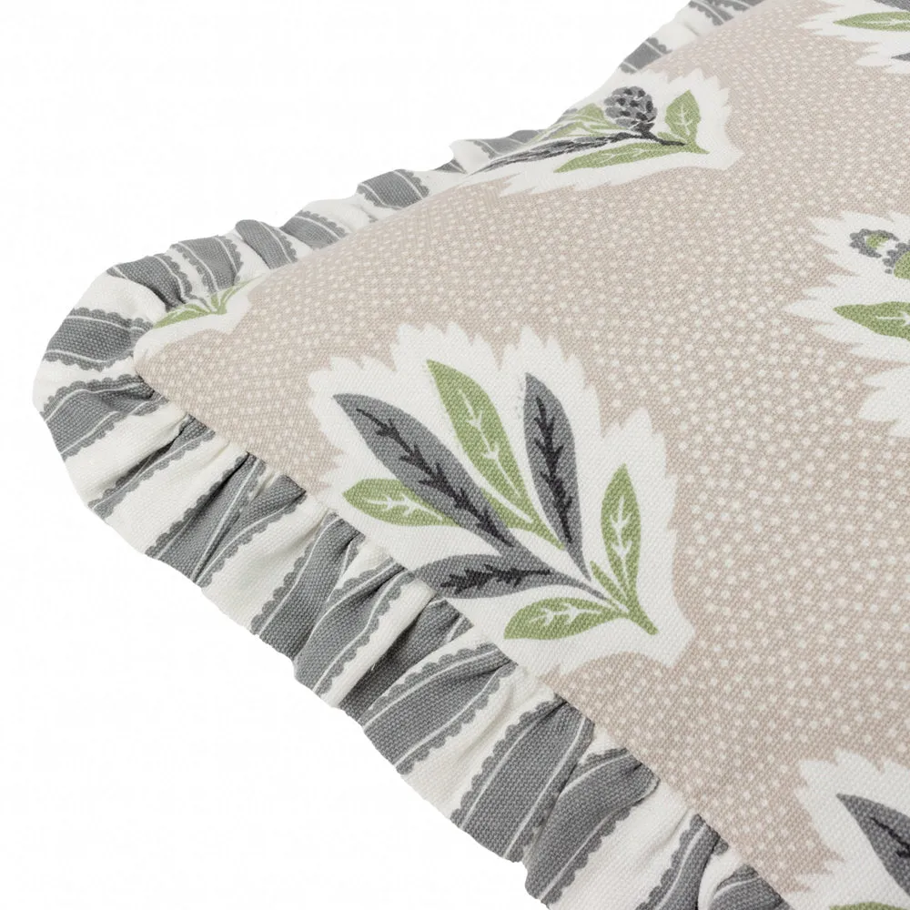 Sessile Leaf Ruffle Cushion Flax
