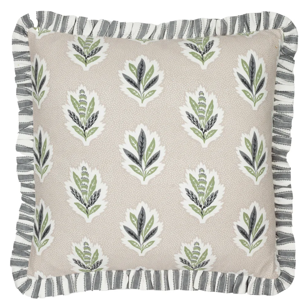 Sessile Leaf Ruffle Cushion Flax