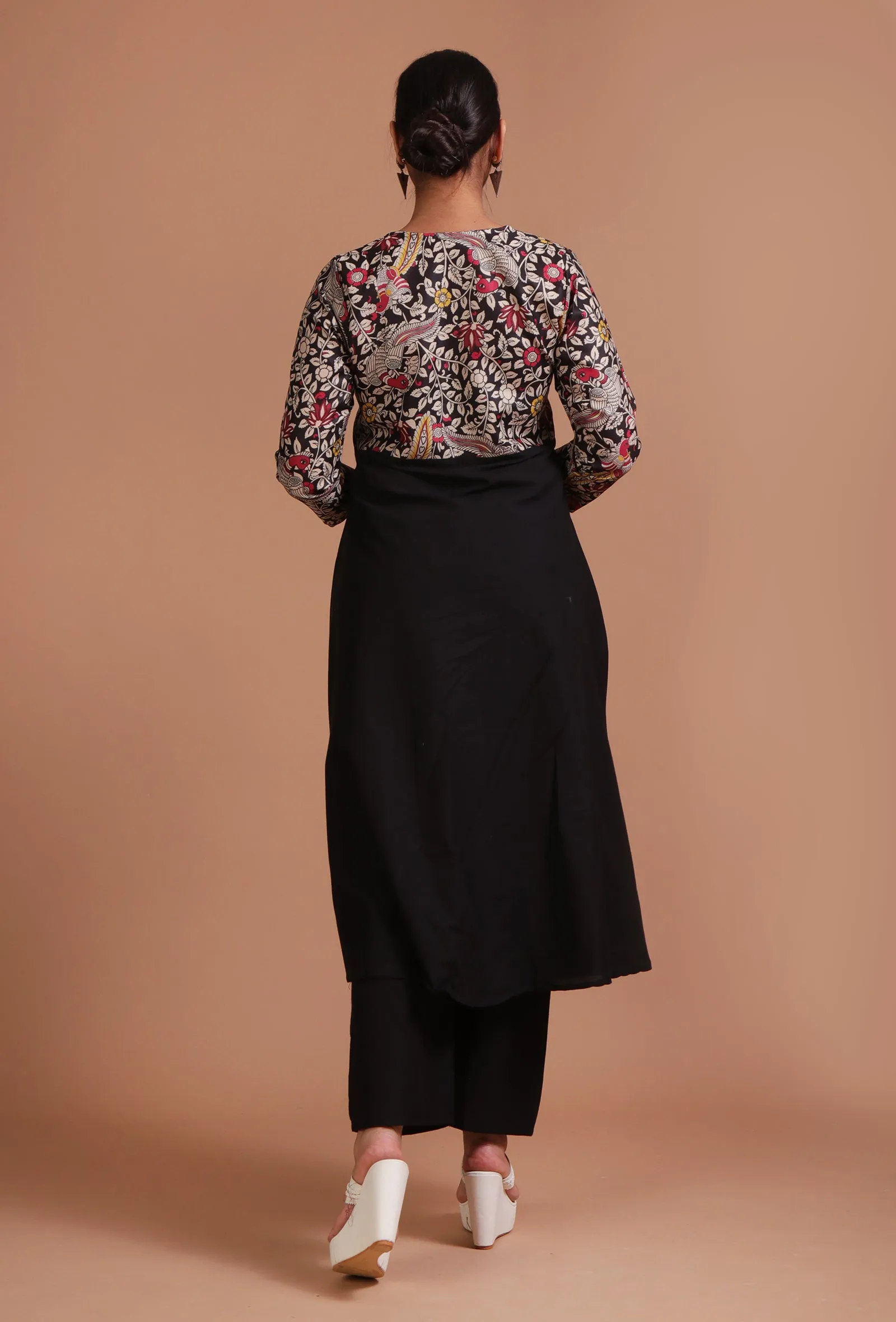 Set Of 2: Black Cotton Printed Kurta & Pant Set
