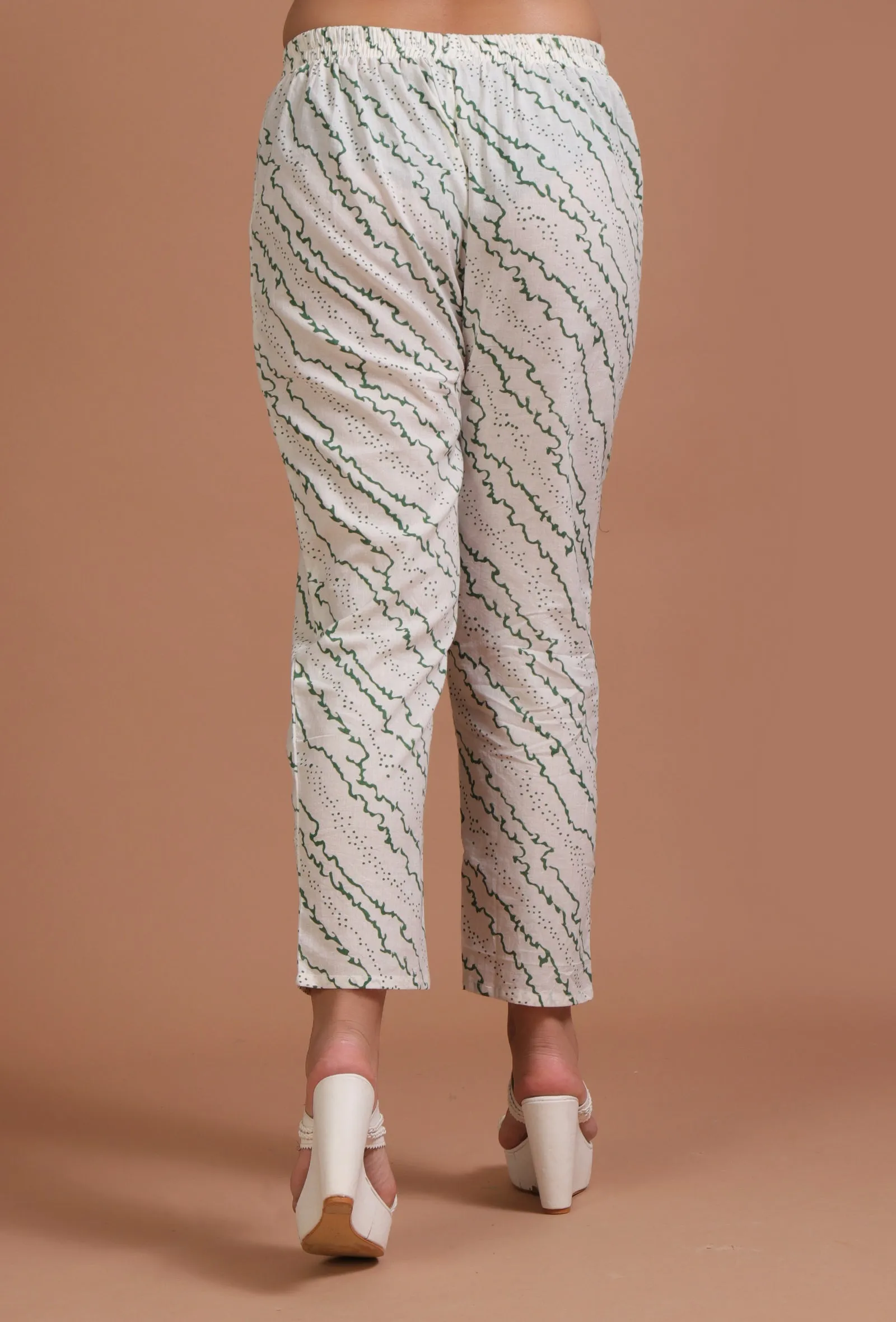 Set Of 3: Pink & White Cotton Printed Kurta With Pant & Dupatta
