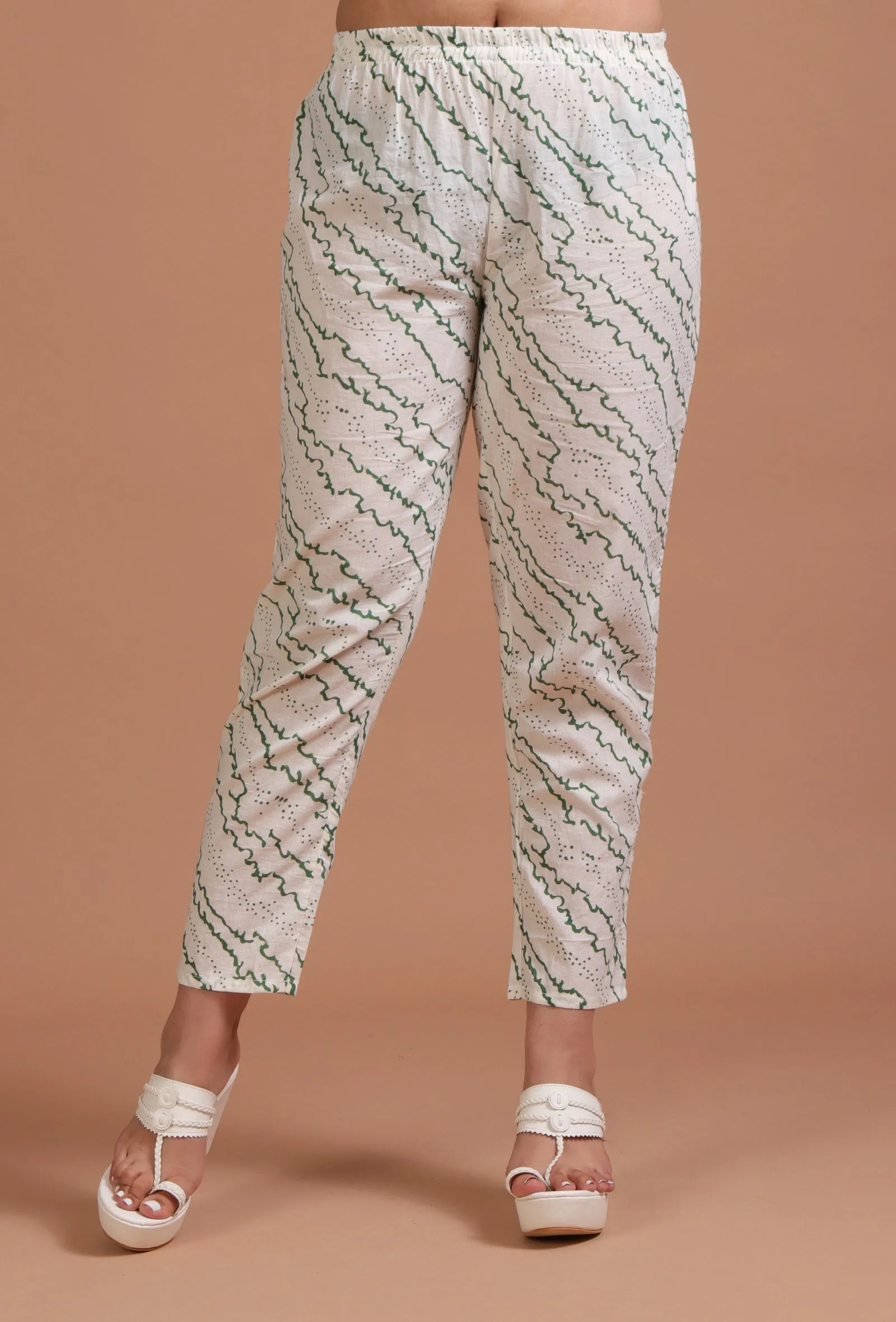 Set Of 3: Pink & White Cotton Printed Kurta With Pant & Dupatta