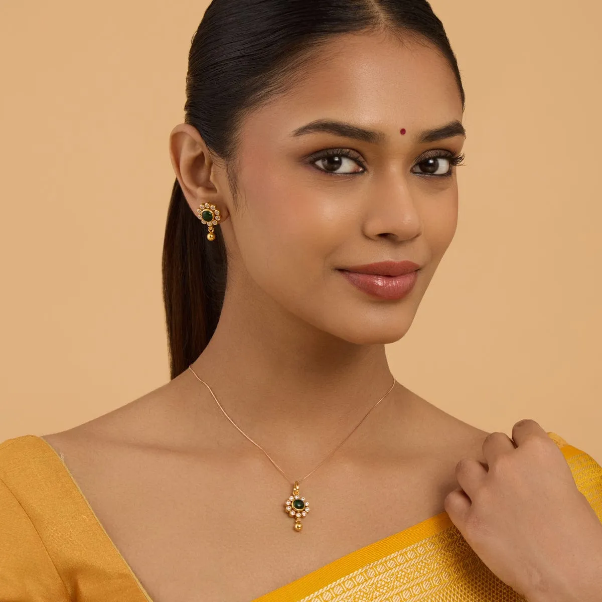 Silver Temple Pendant Earring 164253