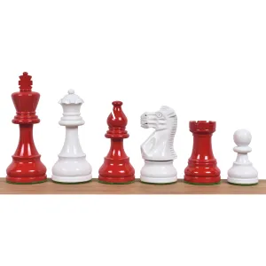 Slightly Imperfect 3.8" Red & Ivory White Painted Staunton Chess Set - Chess Pieces Only - Weighted Boxwood