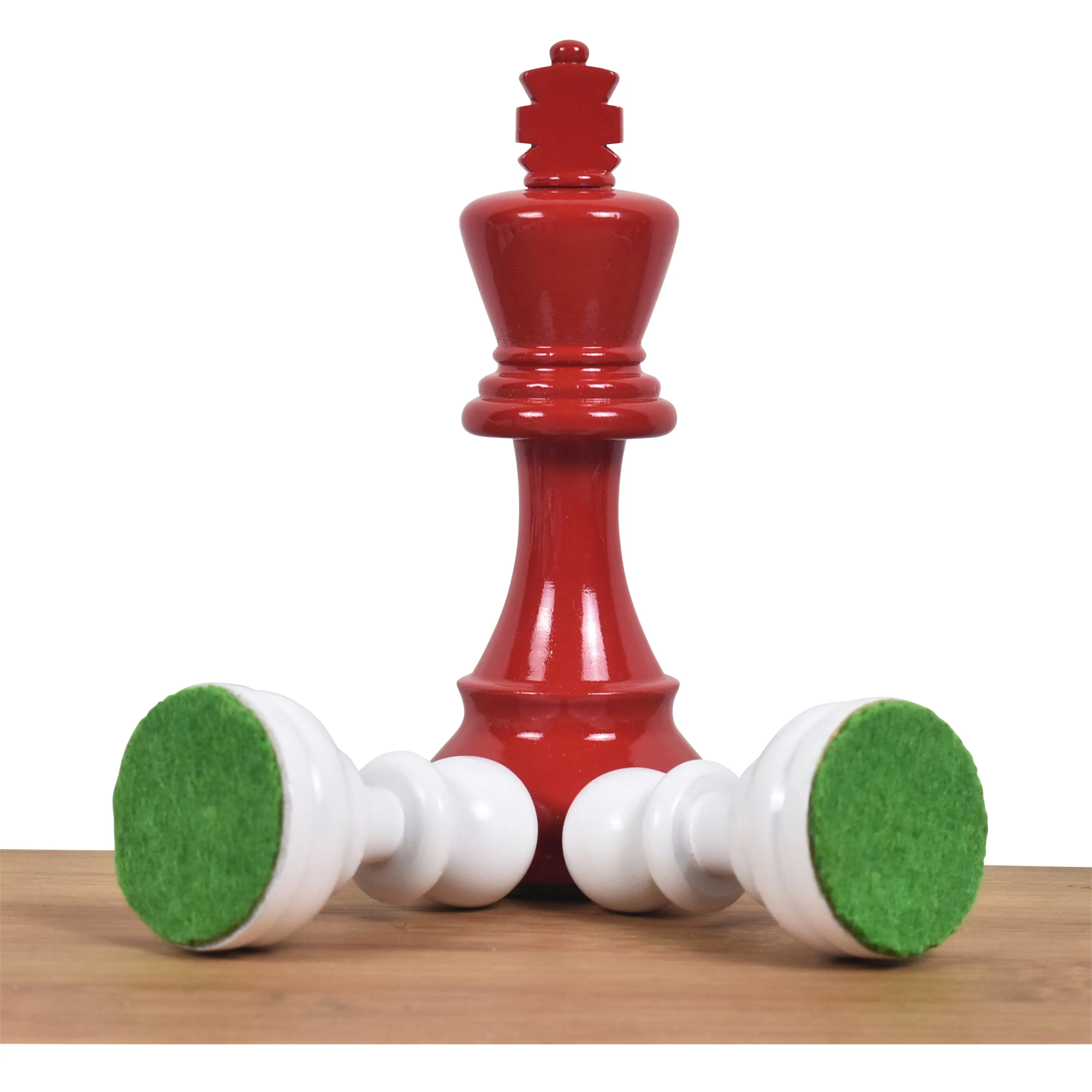 Slightly Imperfect 3.8" Red & Ivory White Painted Staunton Chess Set - Chess Pieces Only - Weighted Boxwood