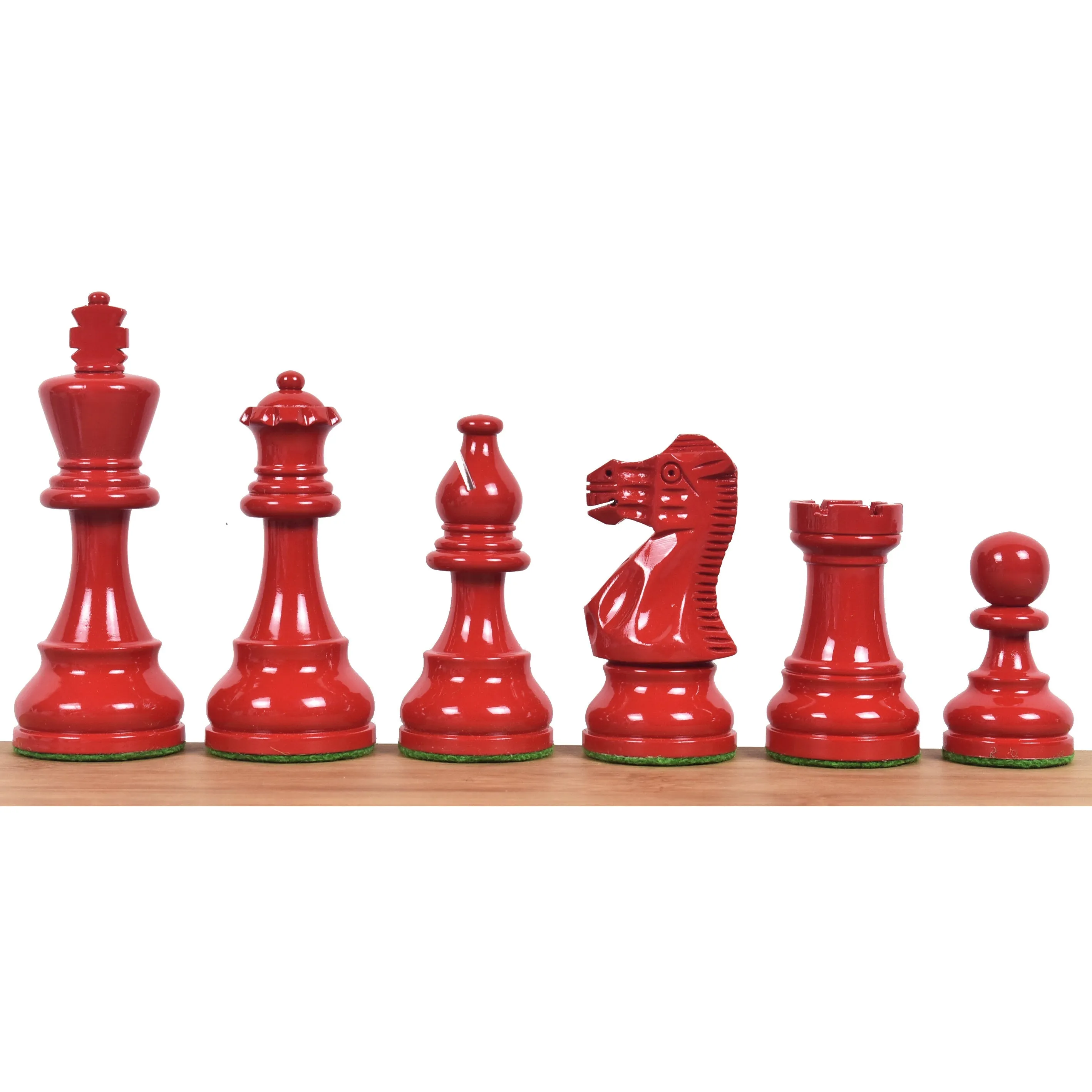 Slightly Imperfect 3.8" Red & Ivory White Painted Staunton Chess Set - Chess Pieces Only - Weighted Boxwood
