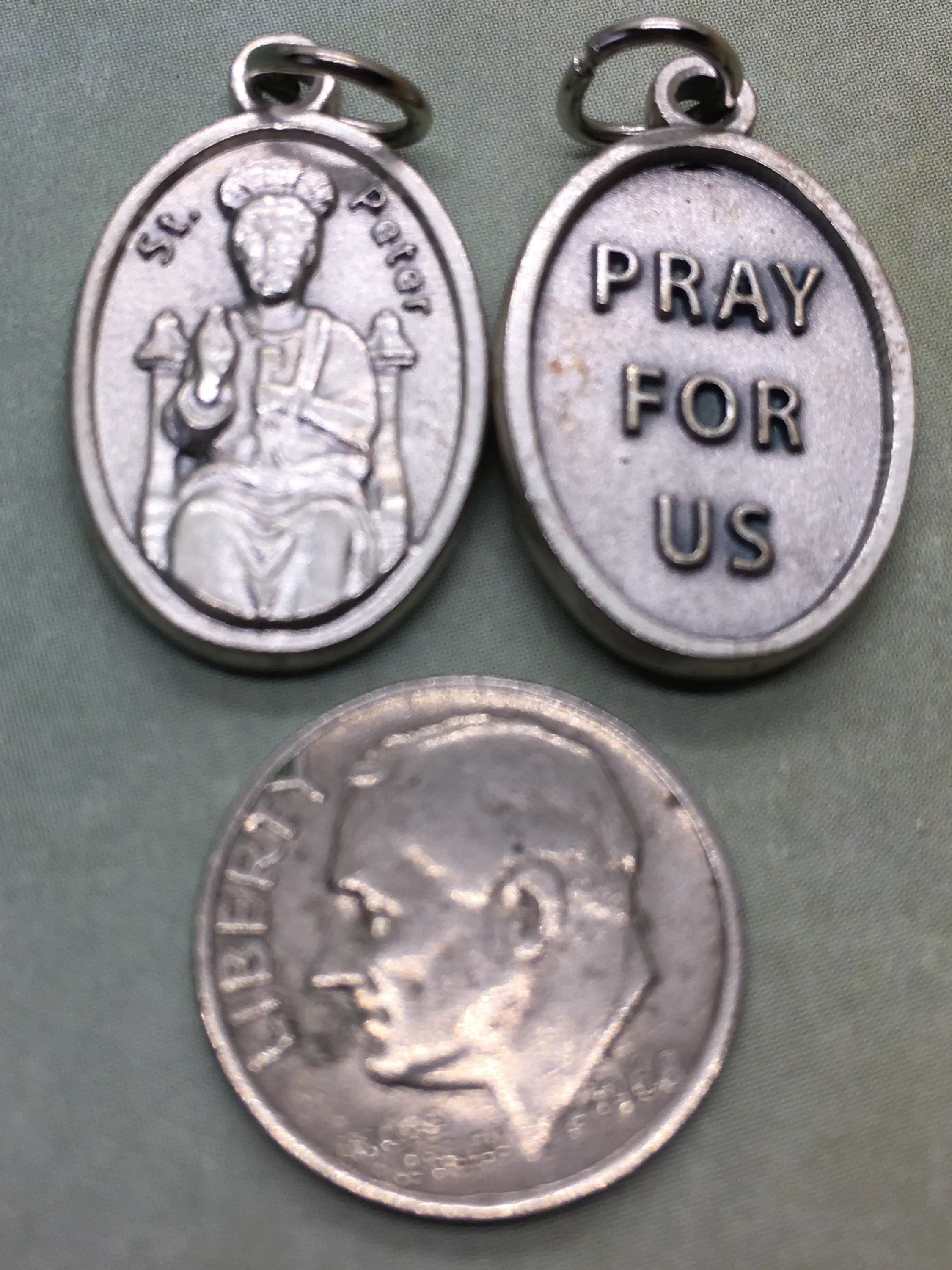 Sts. Peter & Paul holy medal - Catholic Saints and Apostles - patrons of evangelists, authors, public relations, bridge builders, fishermen