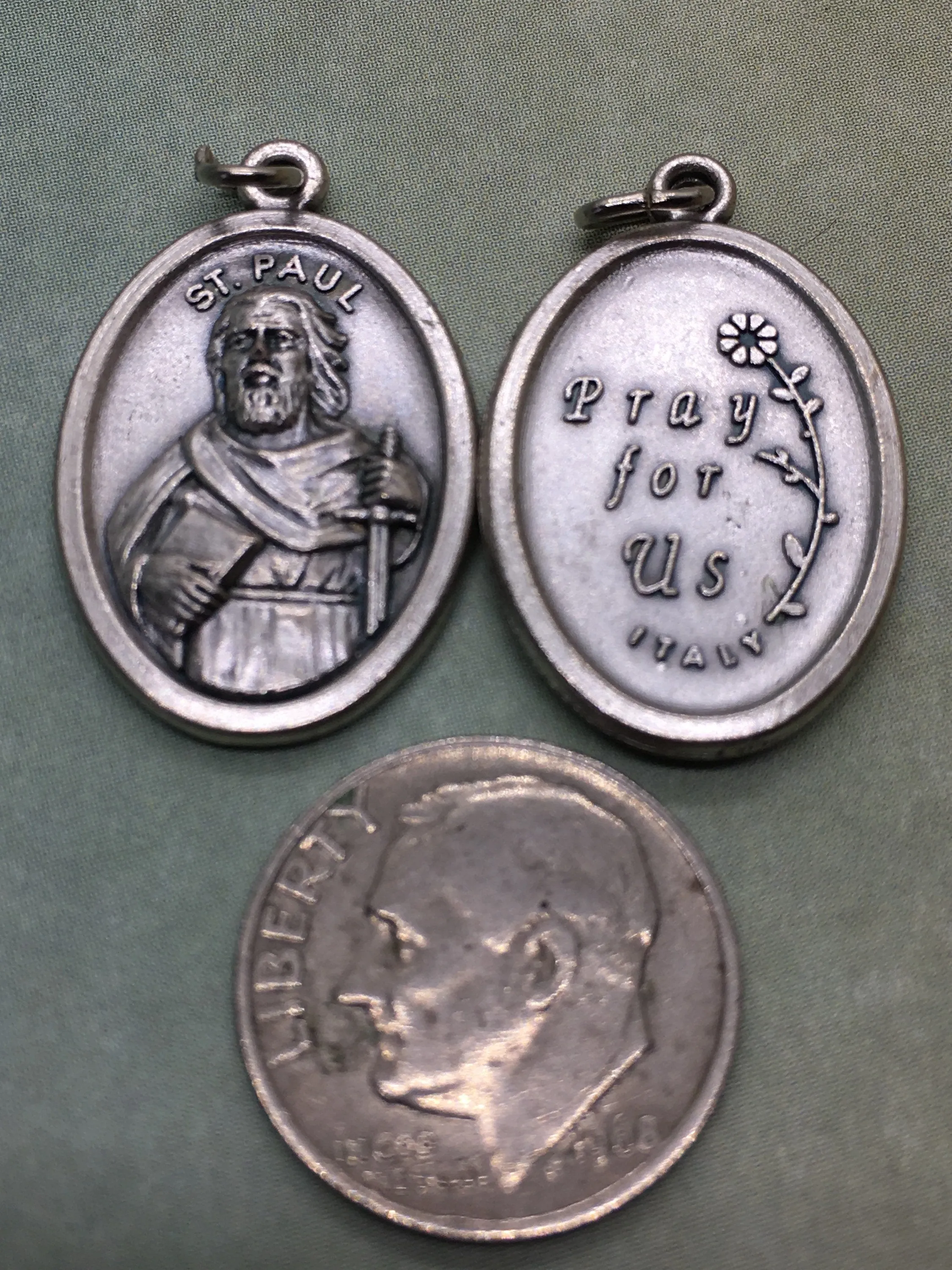 Sts. Peter & Paul holy medal - Catholic Saints and Apostles - patrons of evangelists, authors, public relations, bridge builders, fishermen