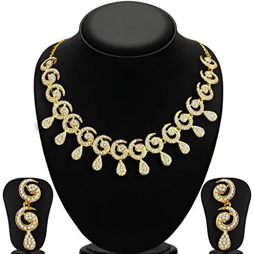 Sukkhi Golden Brass Choker Necklace Set Combo For Women