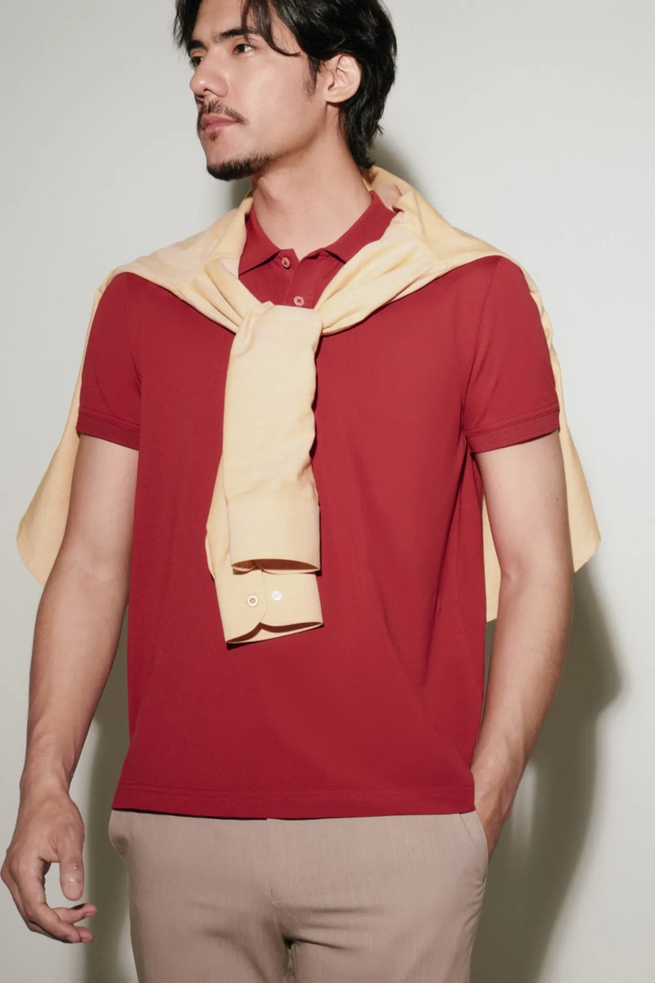 Super Light Mercerized Cotton Pique Shirt Collar Polo Tee