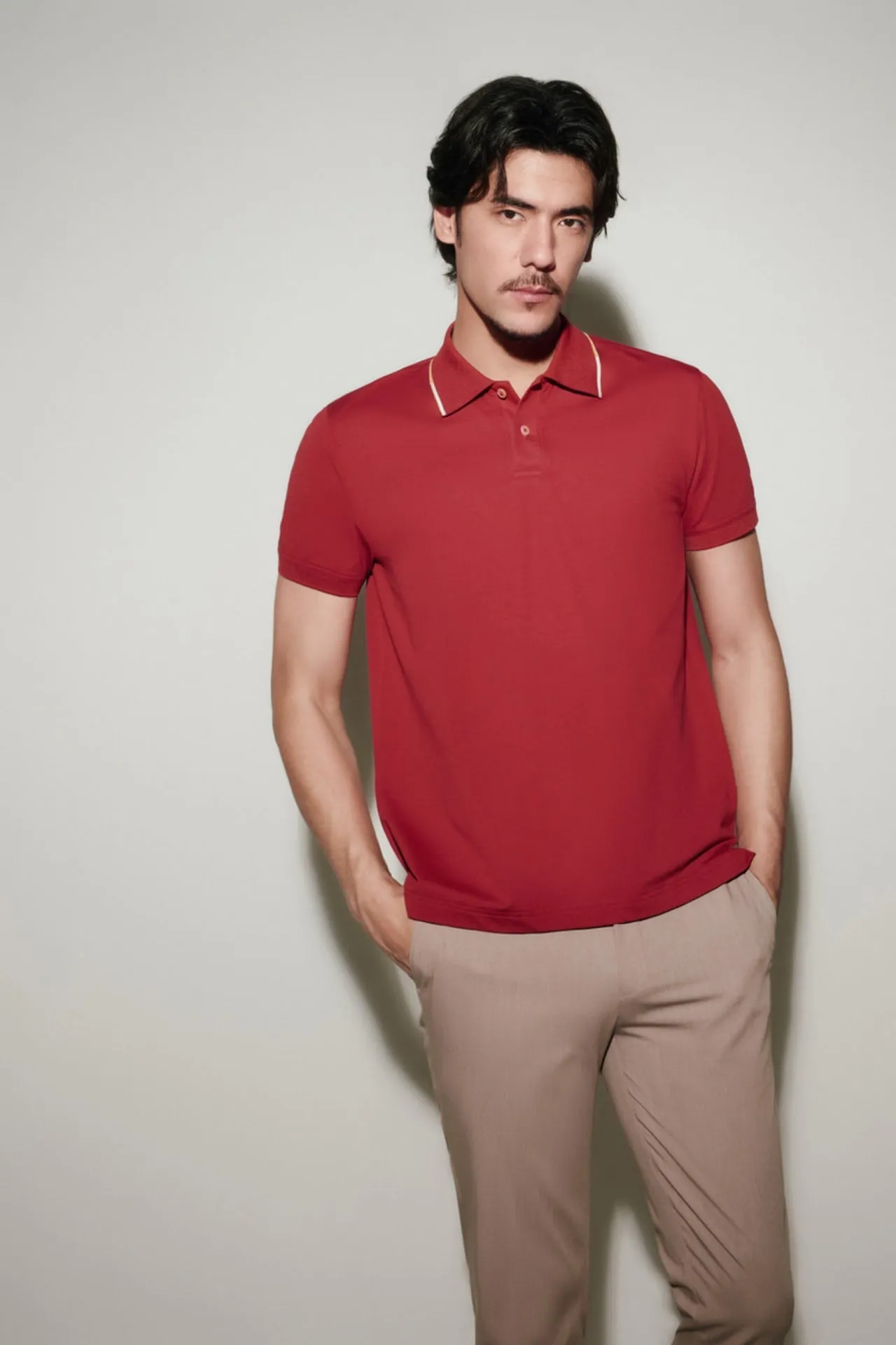 Super Light Mercerized Cotton Pique Shirt Collar Polo Tee