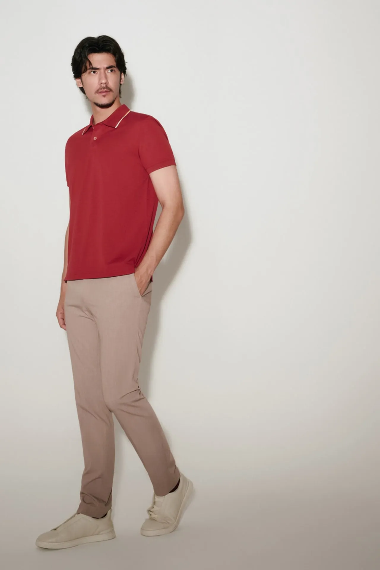 Super Light Mercerized Cotton Pique Shirt Collar Polo Tee