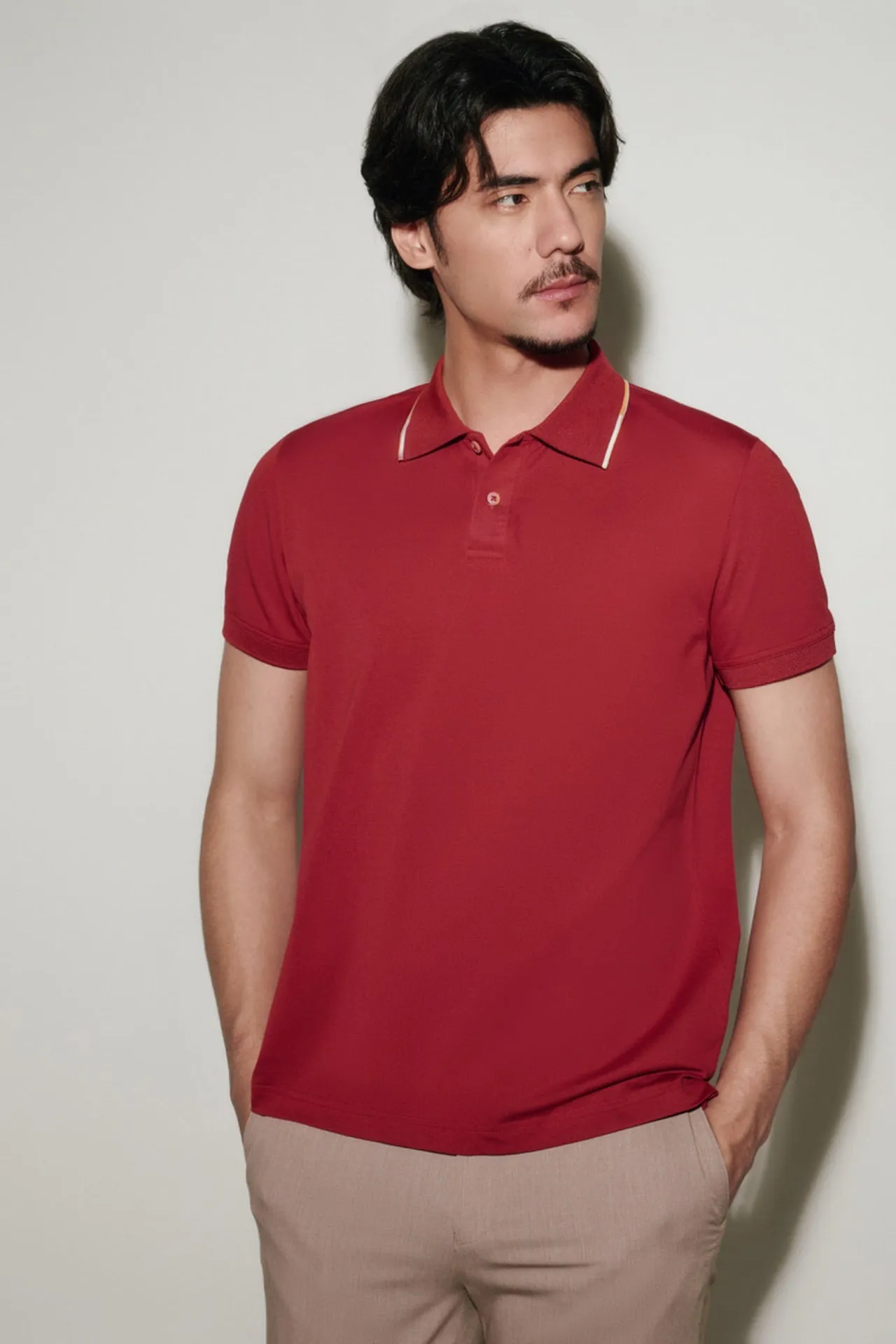 Super Light Mercerized Cotton Pique Shirt Collar Polo Tee