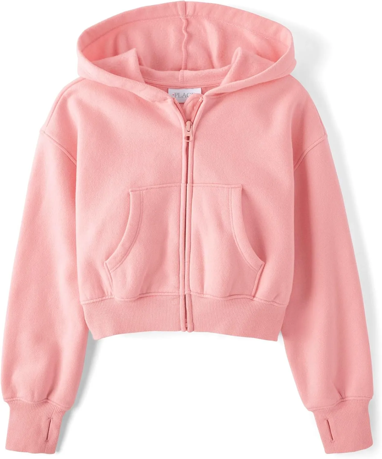 The Children's Place Girls' Long Sleeve Fleece Cropped Hooded Zip Up