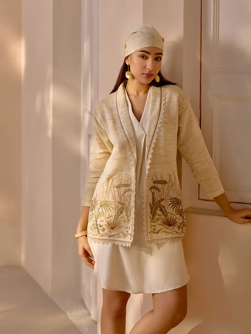 Ubud Hand Embroidered Jacket with pleated dress Co-ord