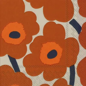 Unikko Terracotta Paper Beverage Napkins