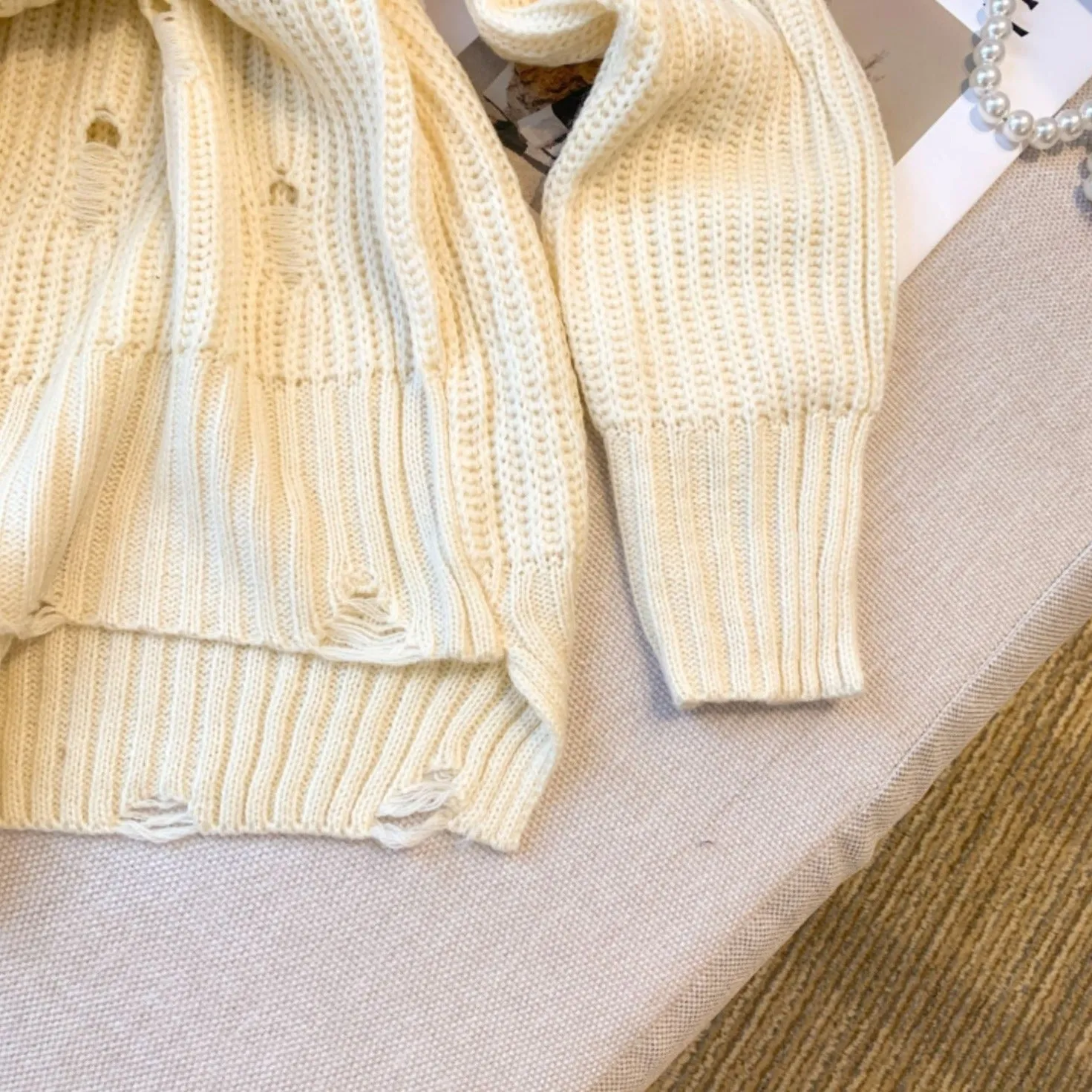 Unique Design Hollowed Embroidery Sweater