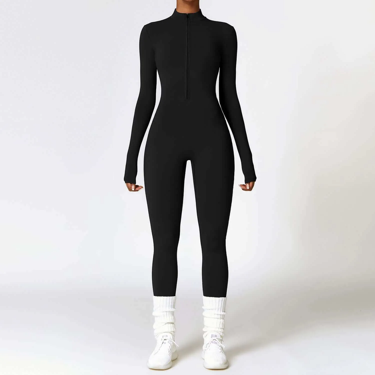 Warm Zipper Long-sleeved  Yoga Fitness Sports  Breathable Bodysuit