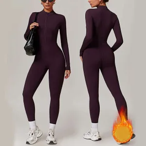 Warm Zipper Long-sleeved  Yoga Fitness Sports  Breathable Bodysuit