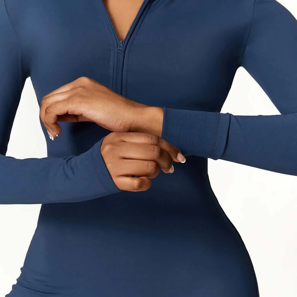 Warm Zipper Long-sleeved  Yoga Fitness Sports  Breathable Bodysuit