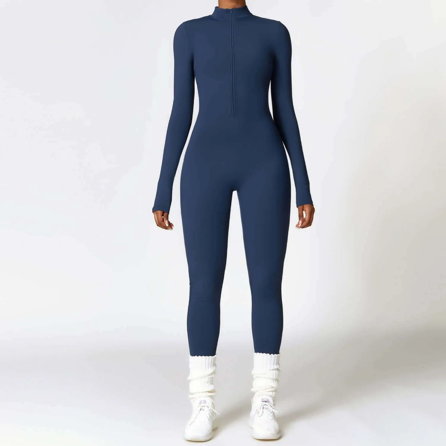 Warm Zipper Long-sleeved  Yoga Fitness Sports  Breathable Bodysuit