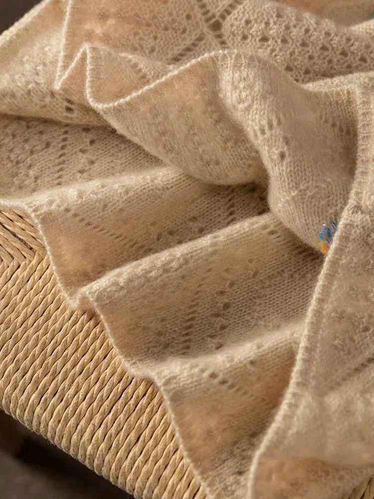 Women Embroidered Cotton-Blend Sweater for Chilly Days
