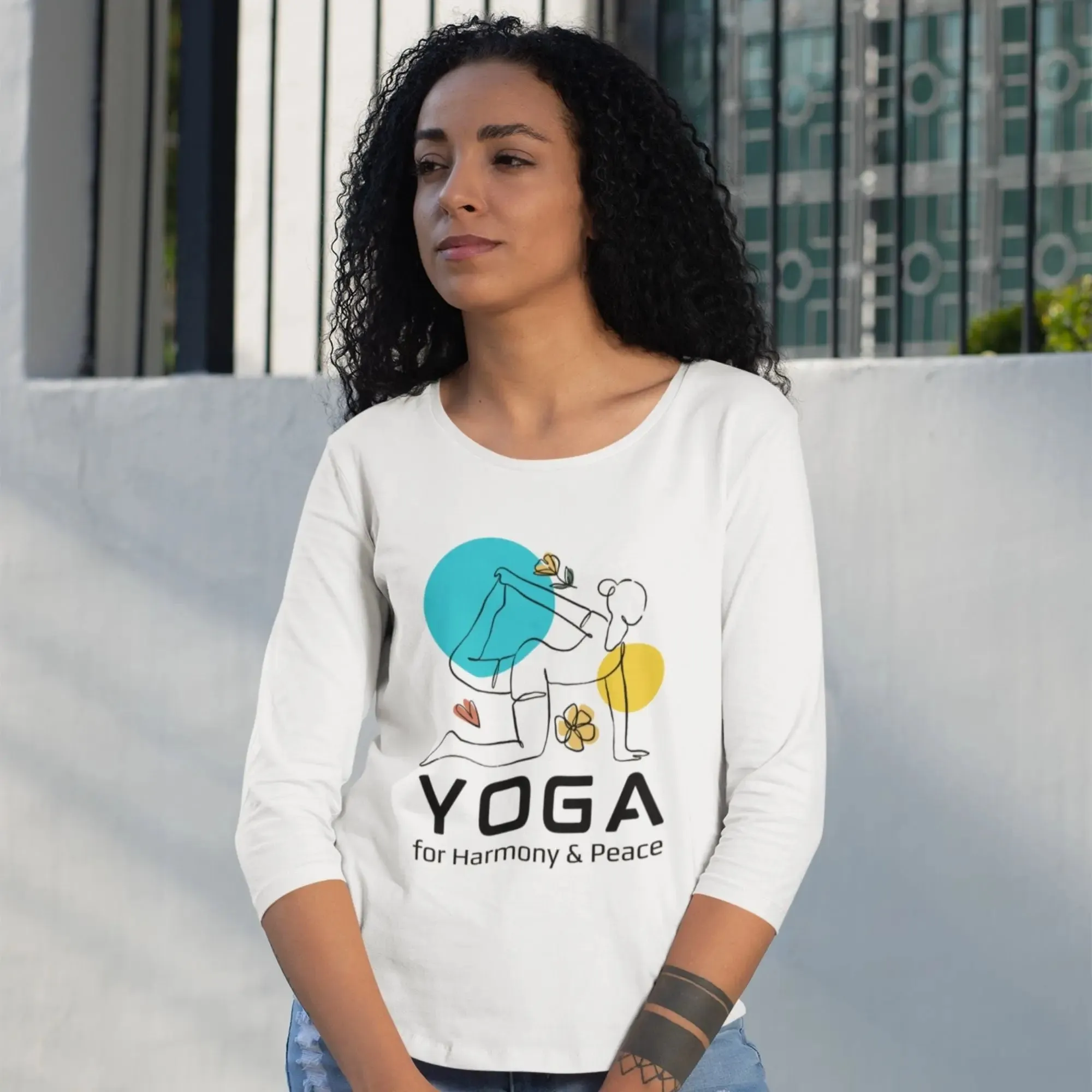 Yoga for Harmony & Peace Women’s 3/4th Sleeve T-Shirt