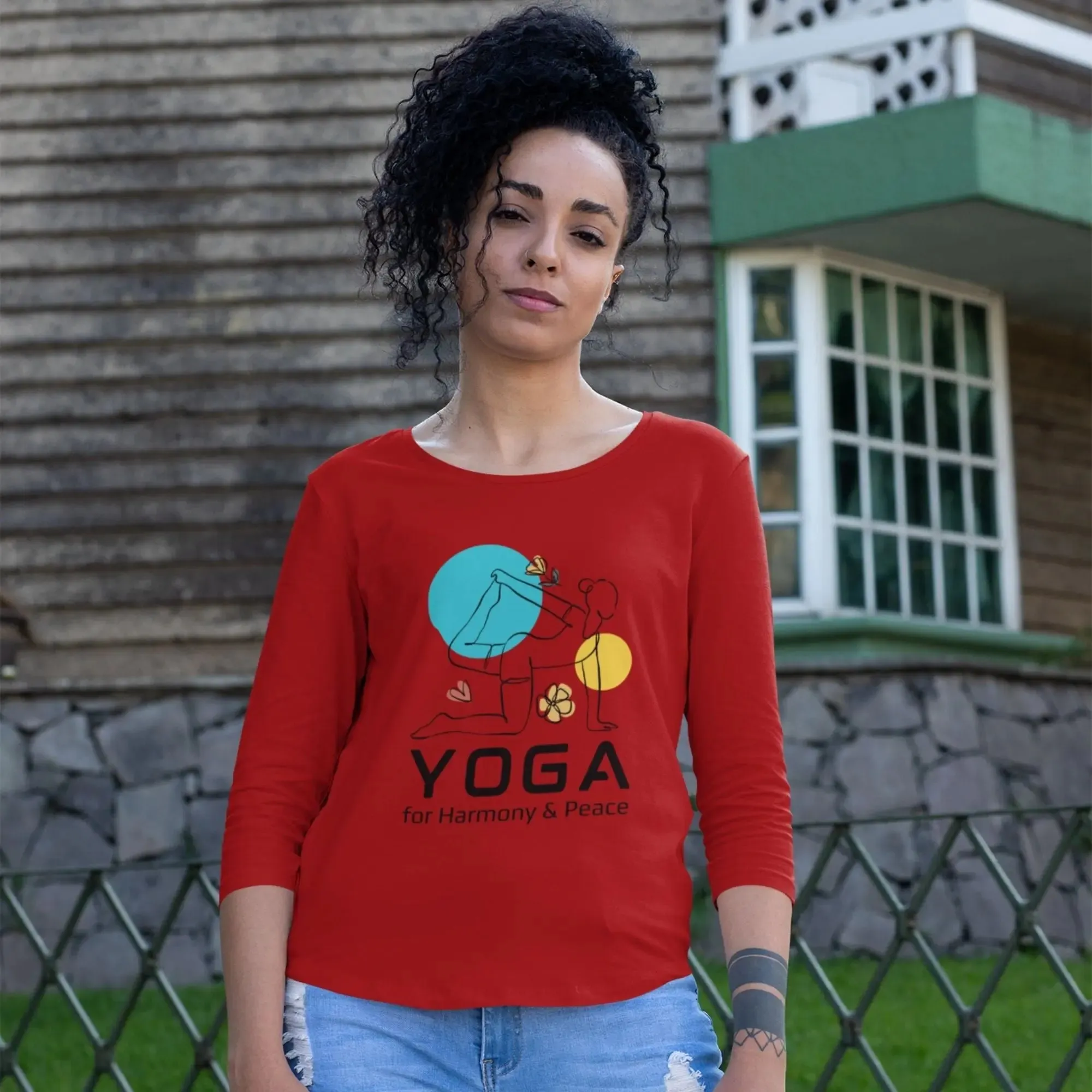 Yoga for Harmony & Peace Women’s 3/4th Sleeve T-Shirt