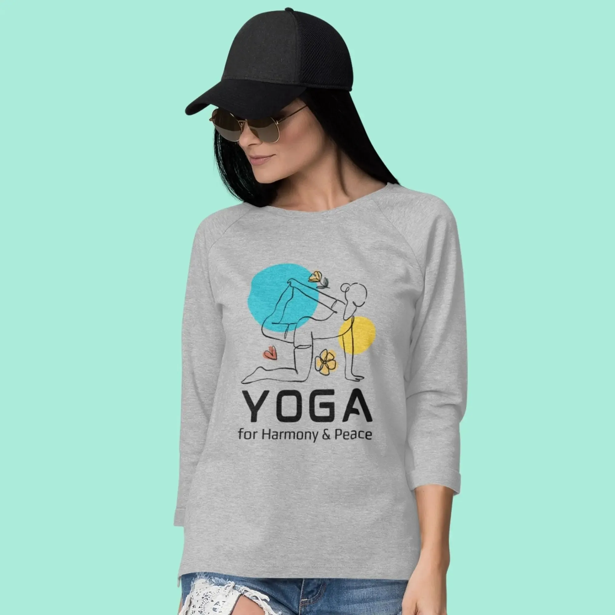 Yoga for Harmony & Peace Women’s 3/4th Sleeve T-Shirt