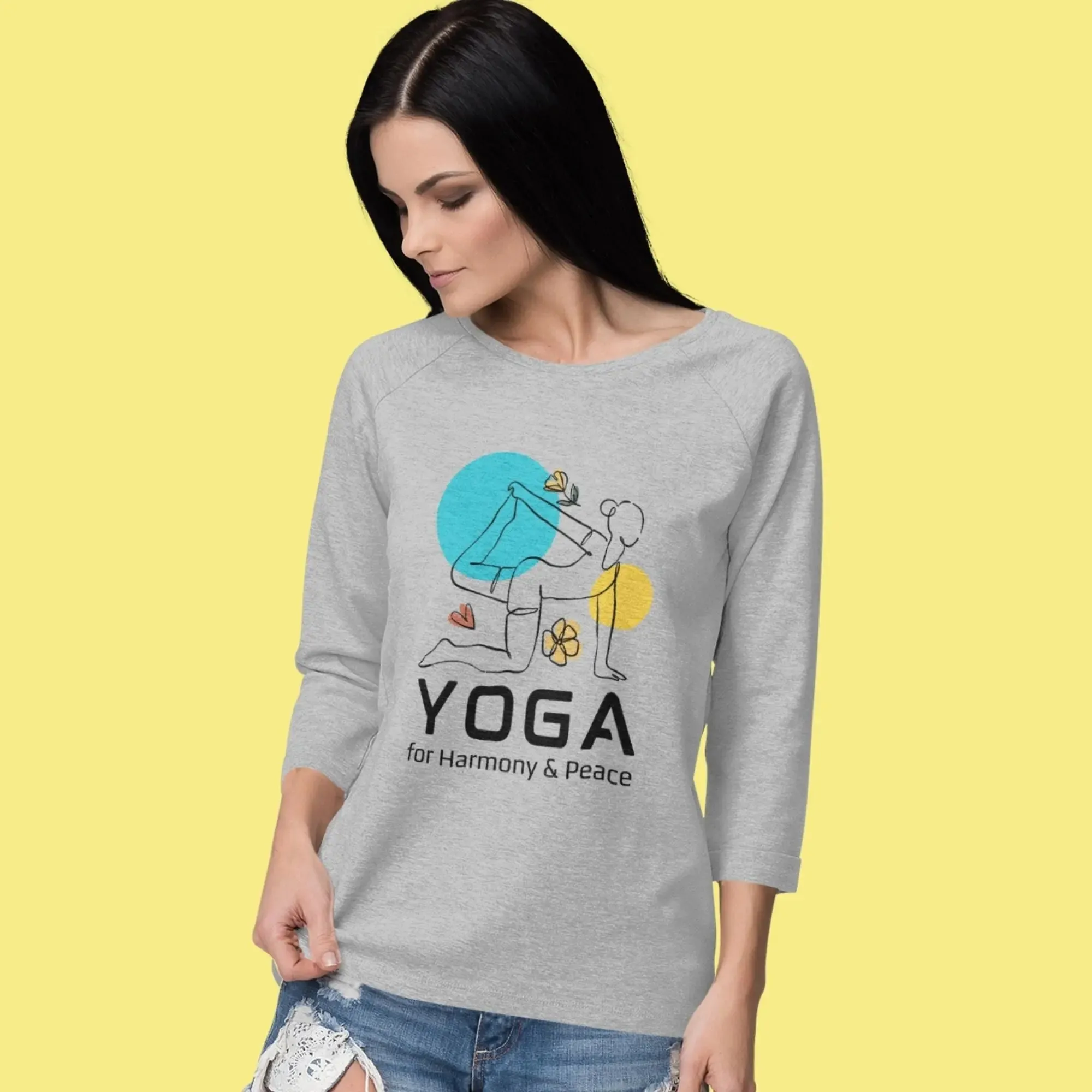 Yoga for Harmony & Peace Women’s 3/4th Sleeve T-Shirt